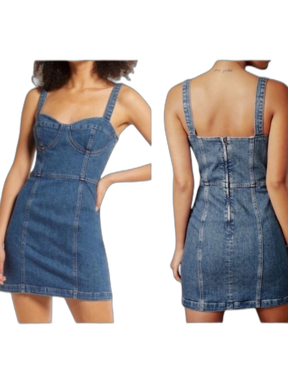 Reformation Nikki Bustier Denim Mini Dress Blue Jean Sundress Country Summer 2